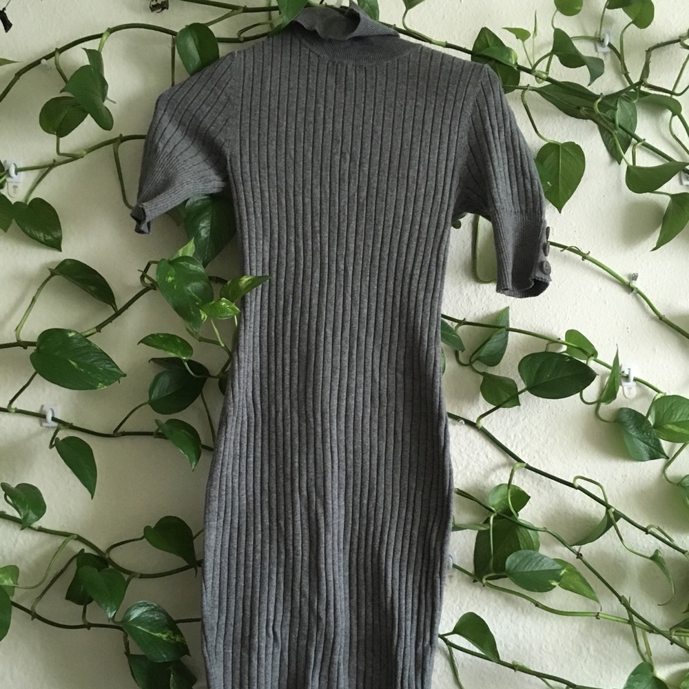 Grey body-con winter dress